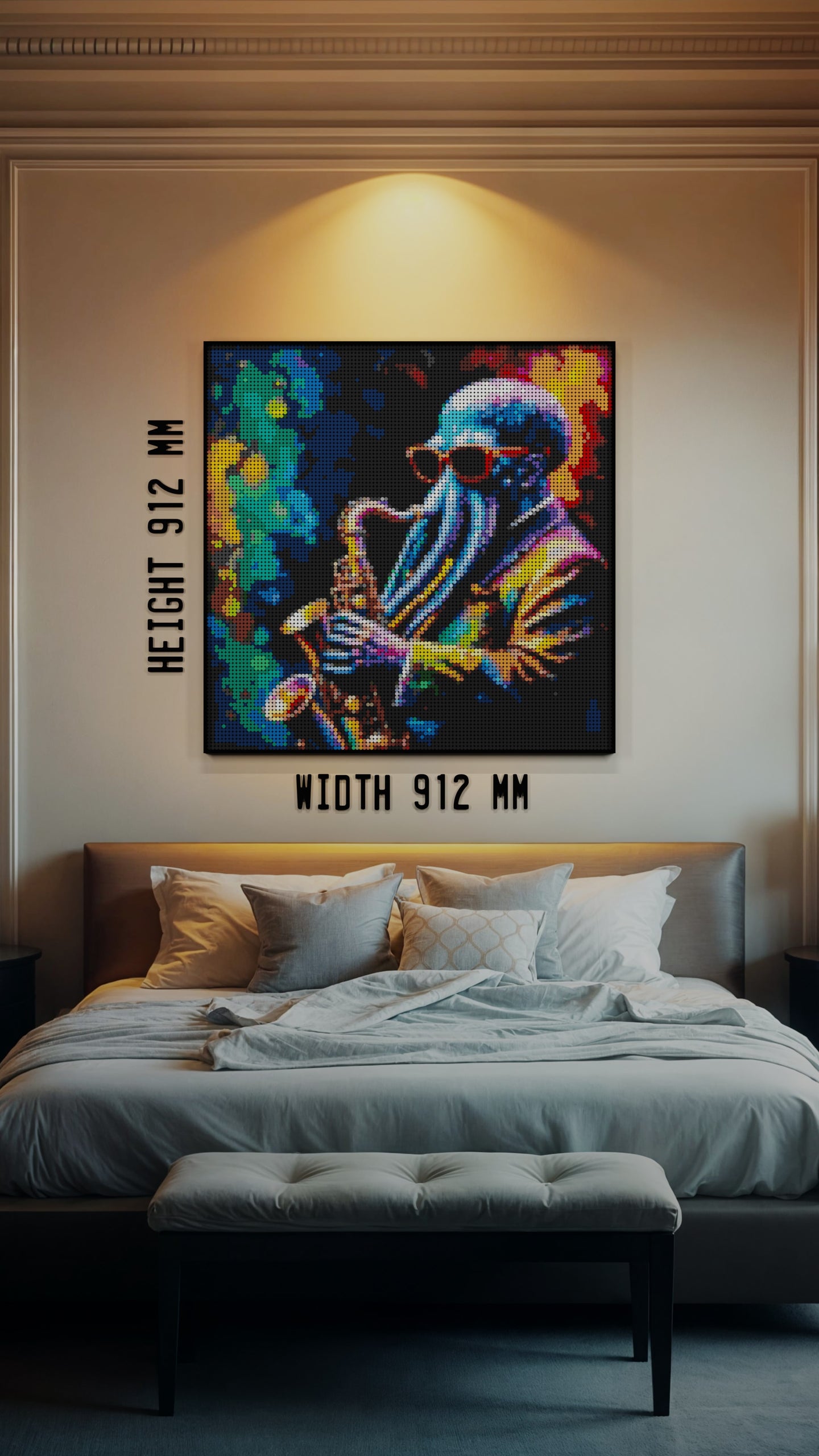 Octavian Harmonics LEGO® Style mosaic wall art made from colorful plastic bricks